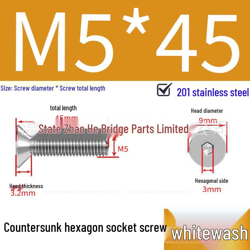 201 Stainless Steel Hex Socket Countersunk Flat Head Screws