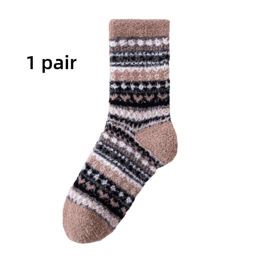 Fashion Autumn Winter Coral Fleece Socks Thicken Warm Sleep Socks Soft Half Fleece Medium Tube Sock For Women Girls