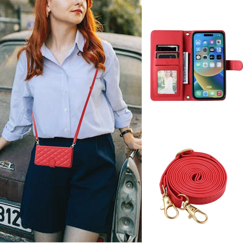Crossbody Cards Solt Wallet Leather Case For Iphone 15 Pro Max 14 Plus 13 12 Mini 11 XR X XS 6S 7 8 SE2022 Strap Bag Book Cover