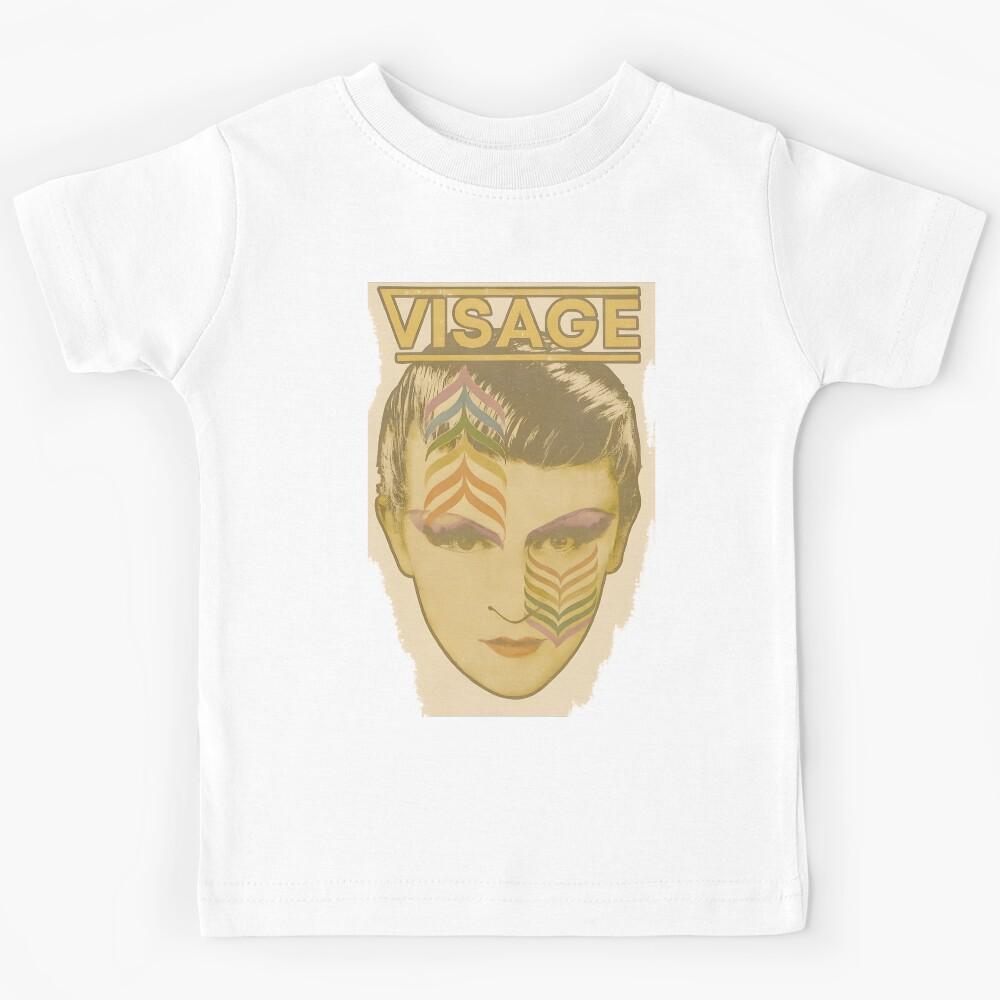 Retro 80s New Wave Glam Portrait | Bold Chevron Face Art Design Kids T-Shirt 150