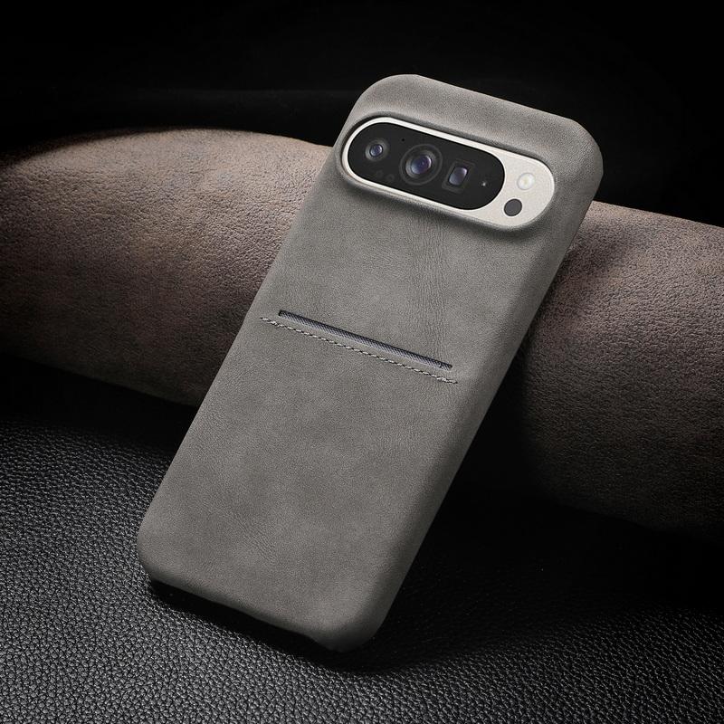 

Тонкий чехол из матовой кожи для телефона Google Pixel 9 Pro XL Pixel 8A, роскошный слот для карт, жесткий противоударный чехол для защиты объектива из ПК Google Pixel 8A серый