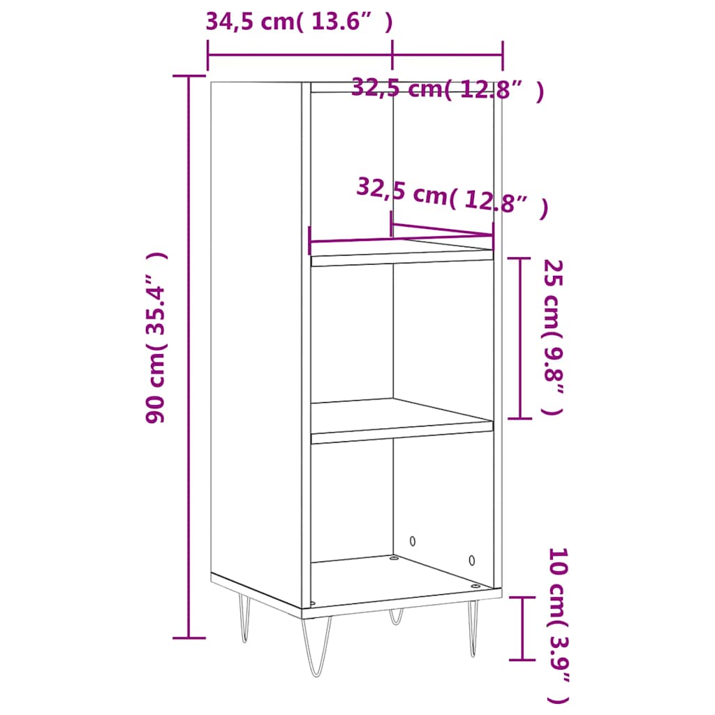 Sideboard Black 34.5 x 32.5 x 90 cm Particleboard