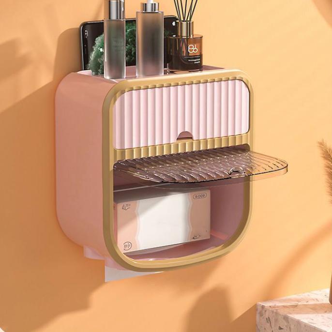 

Ящик для туалетной бумаги Коробка для бумажных полотенец Бытовая перфорированная неперфорированная унитаз Водонепроницаемая рулонная бумага Полка для туалетной бумаги розовый