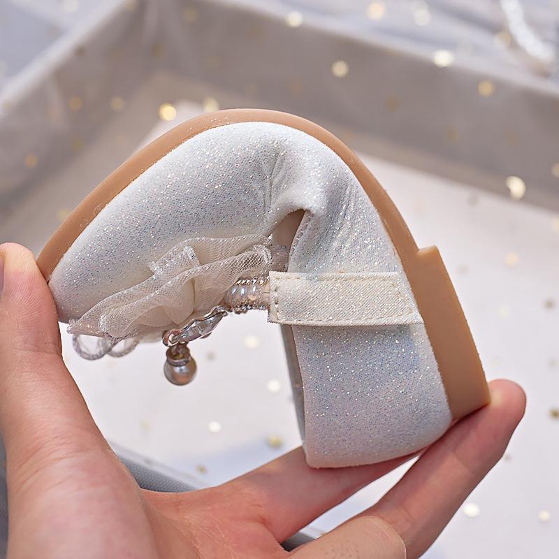 2025 Herbst Neue Koreanische Stil Strassstein Schleife Leder Schuhe für Mädchen – Weiche Sohle Prinzessin Performance Schuhe