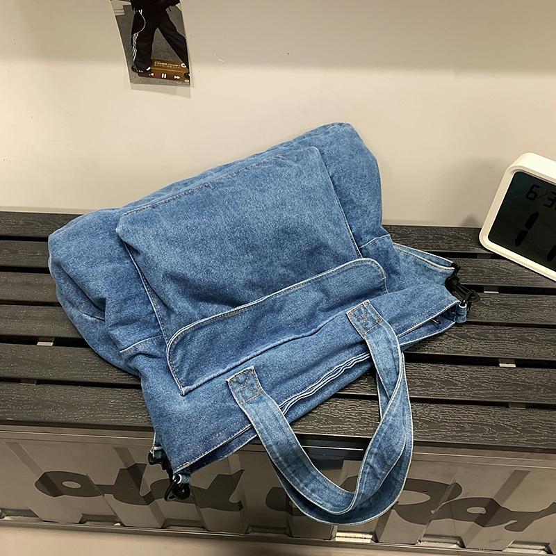 

Crossbody Bag Couple Trendy Brand Large Capacity Shoulder Bag Women S Casual Denim Cloth Handbag Class Bag светло-синий