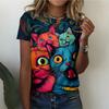 Summer Personalized Cute Cat Pattern Daily Casual Versatile Women's Short Sleeved T-shirt Classic Pullover Unisex Y2k Streetwear