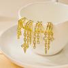 Gold Color Crystal Zircon Water Droplets Hoop Earrings For Women Luxury Exquisite Tassel Huggie Earring Party Wedding Jewelry