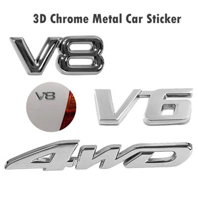 4WD V6 V8 elegante auto sportiva auto distintivo emblema baule posteriore in metallo adesivo decorazione