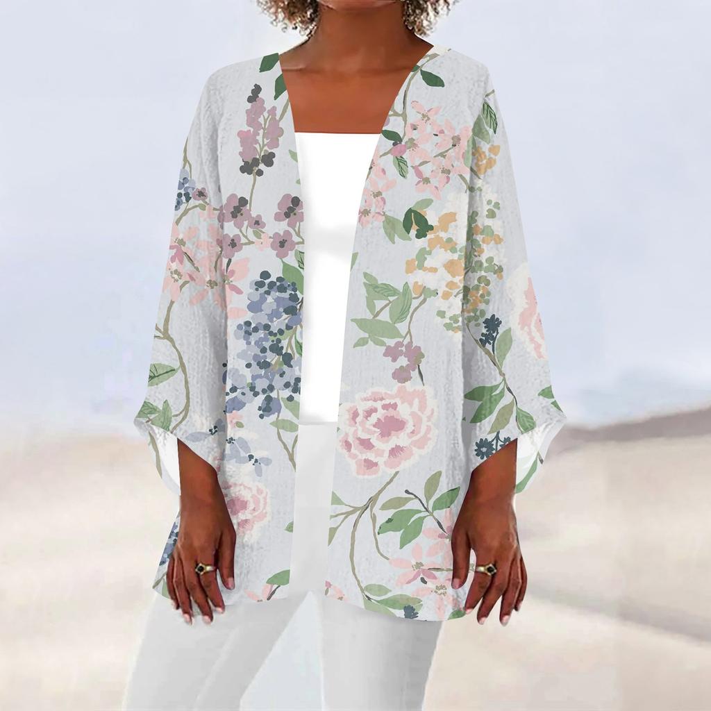 Damen-Strickjacke, lässig, modisch, Retro-Druck, leicht, mittellang