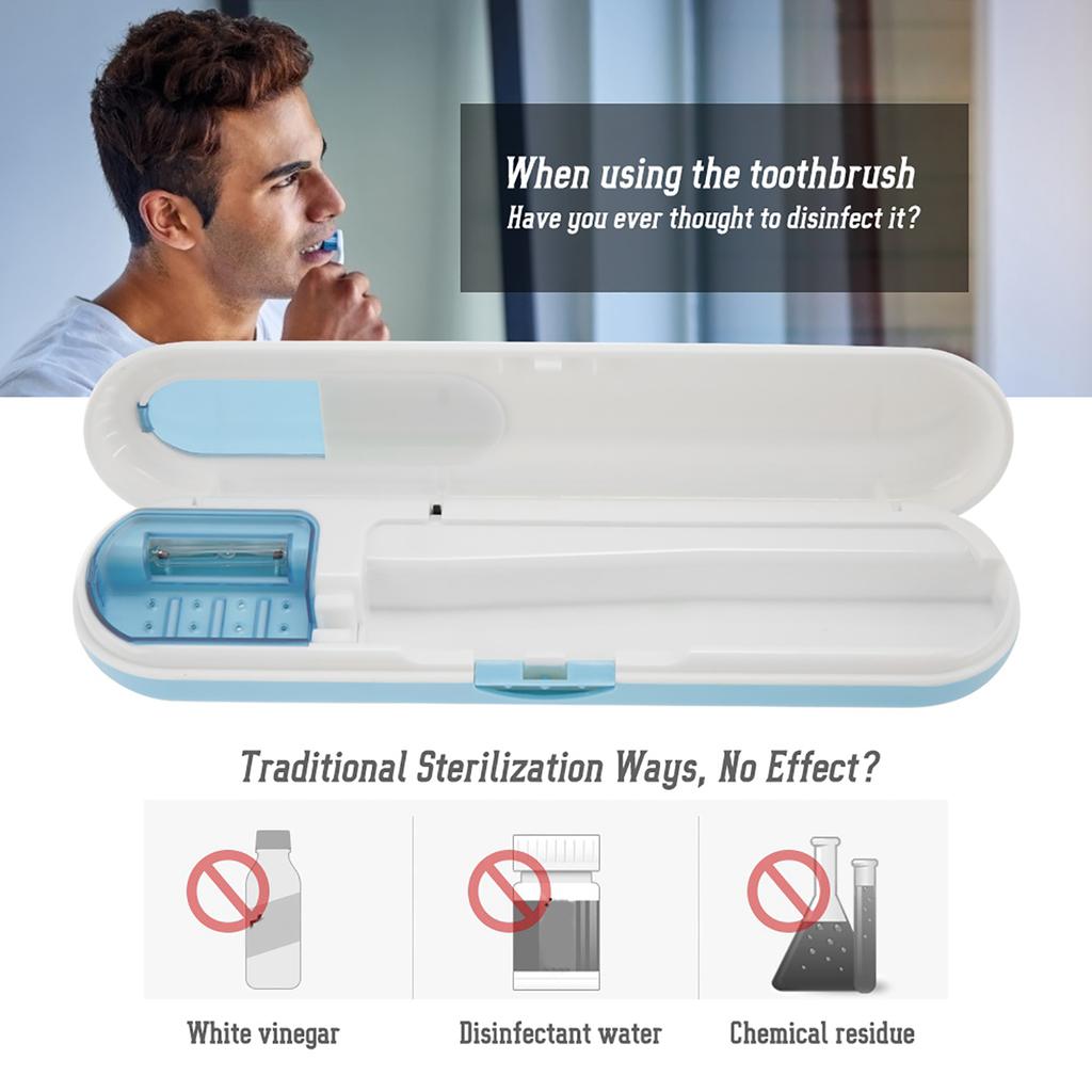 UV Toothbrush Sterilizer Box Portable Toothbrush Head Clean Disinfection Sanitizer Blue