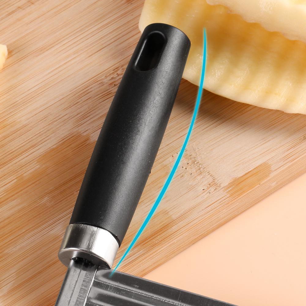 Stainless Steel Wavy French Fry & Vegetable Cutter - Fancy Kitchen Gadget for Potatoes and More