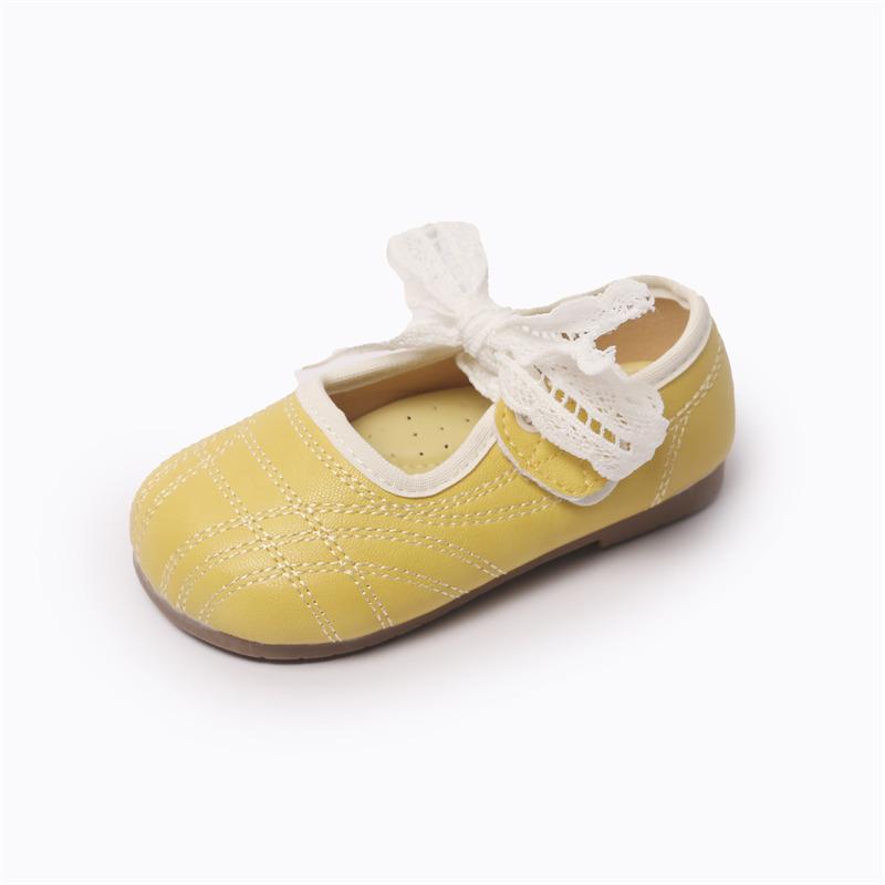

Girls Korean-style low-cut leather shoes, new spring and autumn models for toddlers and young children, Mary Jane princess shoes 21 жёлтый