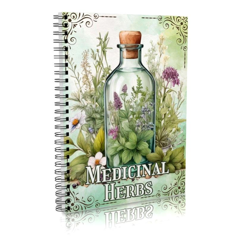 

Green Cover Medicinal Herbs Spiral Notebook - Ultimate Herb Collection Workbook With Botanical Illustrations Perfect For Adults зелёный
