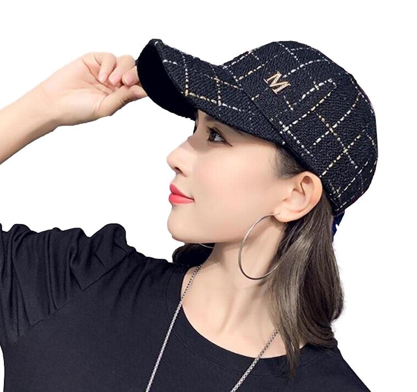 

Милая клетчатая кепка с блестками One Point Casual Hat Golf Adjustment Outdoor [Morris coo] Женская (черный)