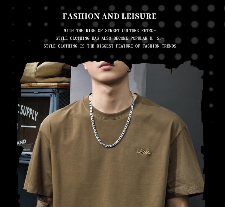2025 Summer Men's Loose Fit Combed Cotton Ice Silk Cool Short Sleeve T-shirt - Breathable American Casual Half Sleeve Tee