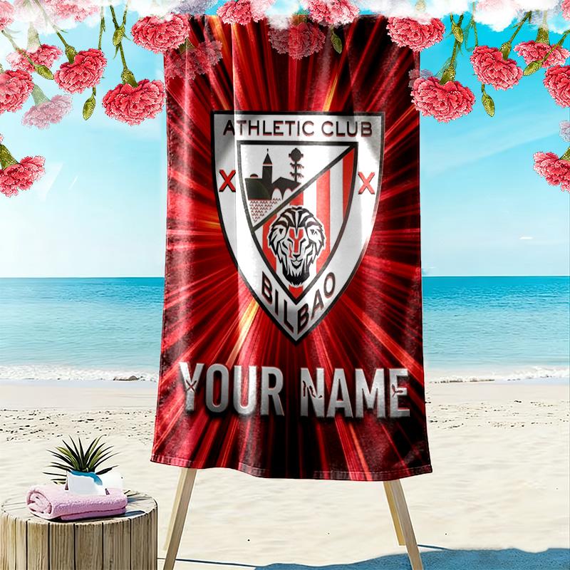 Name Custom Athletic Club Print Beach Towel, Large Soft Quick Dry Towel for Beach Camping Swimming