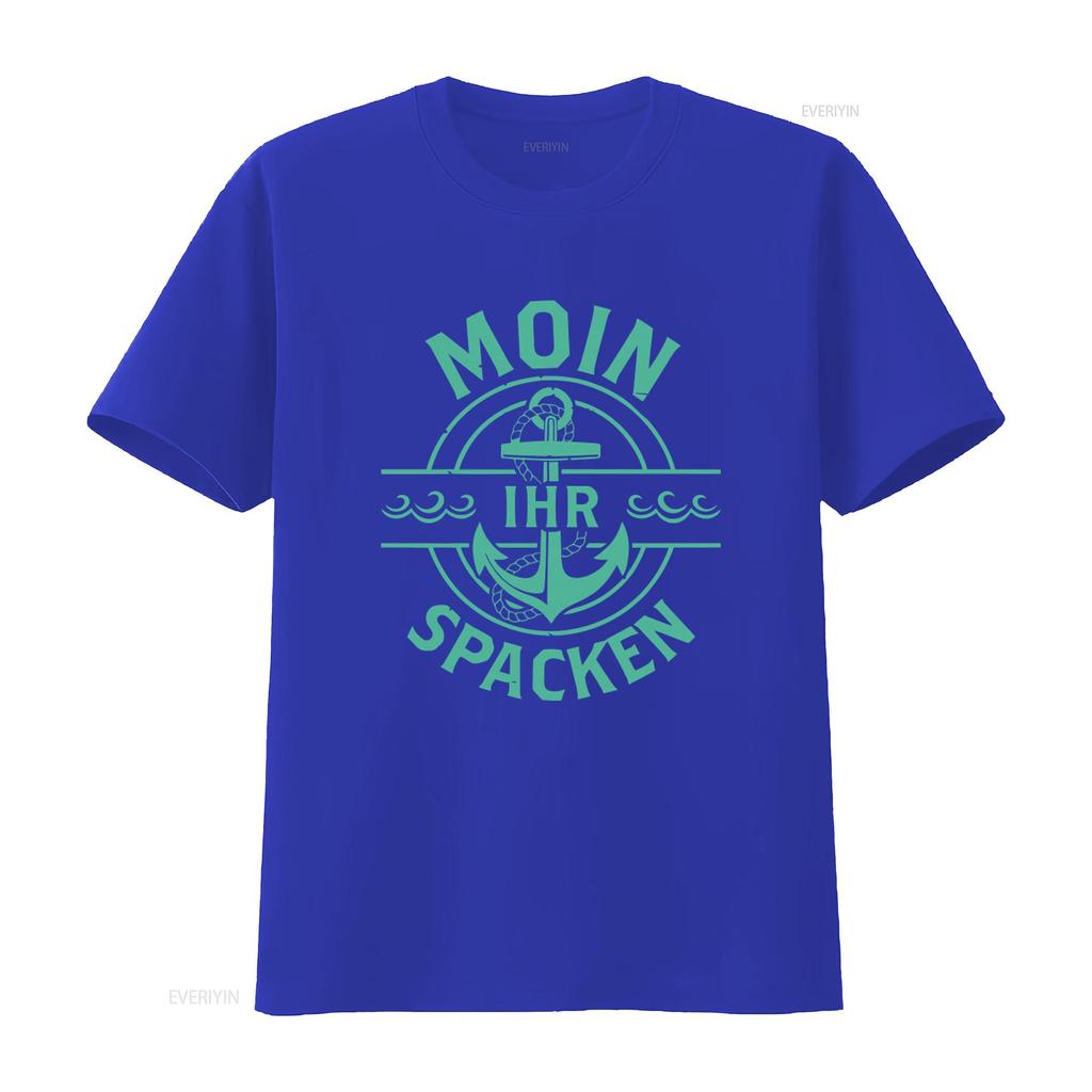 Moin Ihr Spacken Anchor Design T Shirt Fun Funny Sayings Girlie vintage Washed designer clothes fashion Stylish homme Unisex