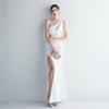 Fold Bead Craft Toast Suit Long Shoulder Thank You Banquet Slim Fish Tail Skirt Wedding Car Model Exhibition