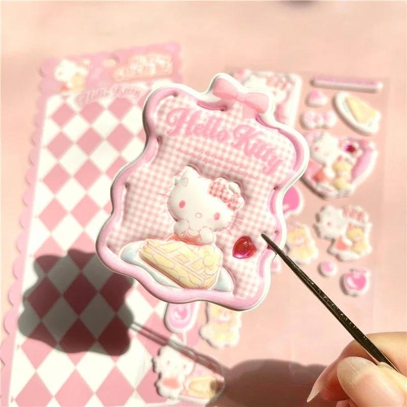Kawaii Hello Kitty My Melody Cinnamoroll 3D Thick Chubby Double-Layer Bubble Sticker Cute Puffy DIY Laptop Phone Case Sticker