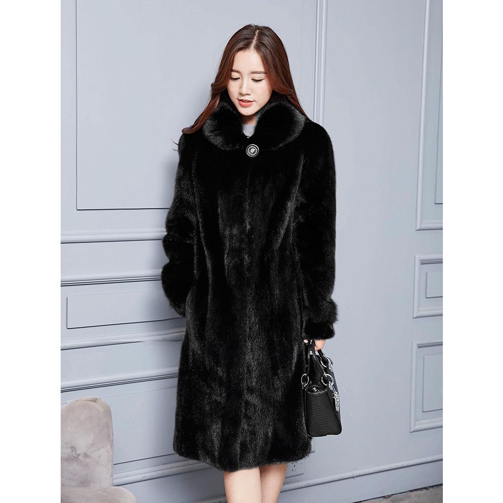Imitation Mink Fur Coat Women Collar 