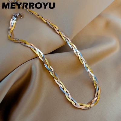 RVS 3-laags platte slangenketting halsketting voor dames luxe choker nek punk sieraden