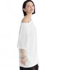 Teulimingbeodeu Off-Shoulder Raw Edge T-Shirt [ White ]