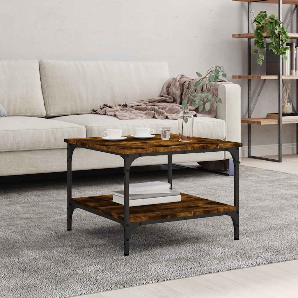 Tavolino Rovere Affumicato 55x55x40 cm Legno Ingegnerizzato