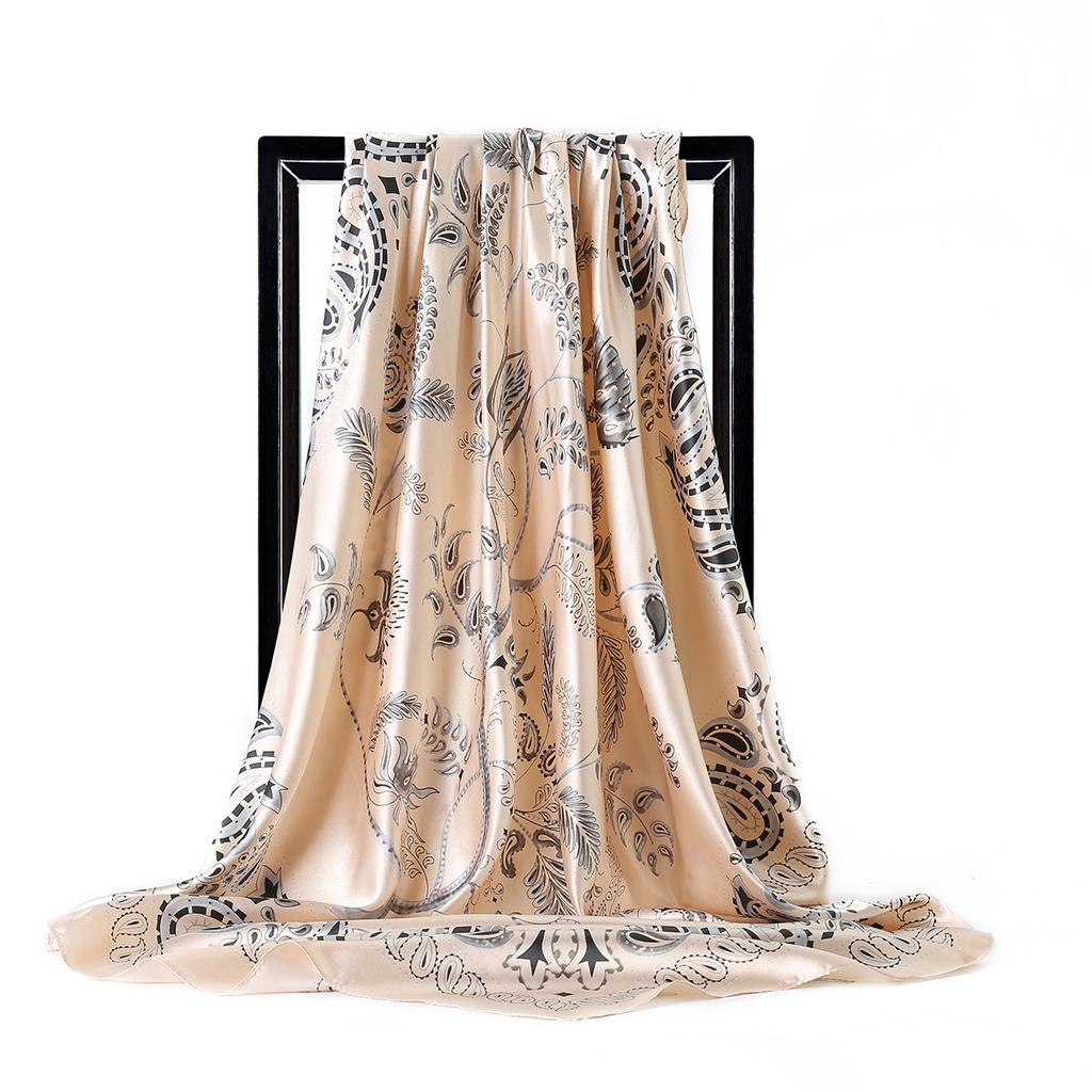 Dámská móda Čtvercový Vintage tisk Saténový nákrčník Sluneční šátek Šály Šátek Vysoce kvalitní 1ks 90*90cm