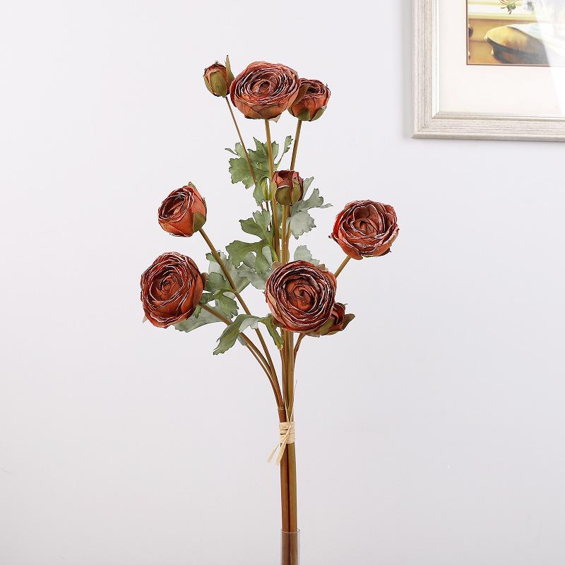 Simulation Retro Dew Lotus Bouquet Burnt Edge Decoration Artificial Flower Indoor Living Room Autumn Dew Lotus Simulation Flower