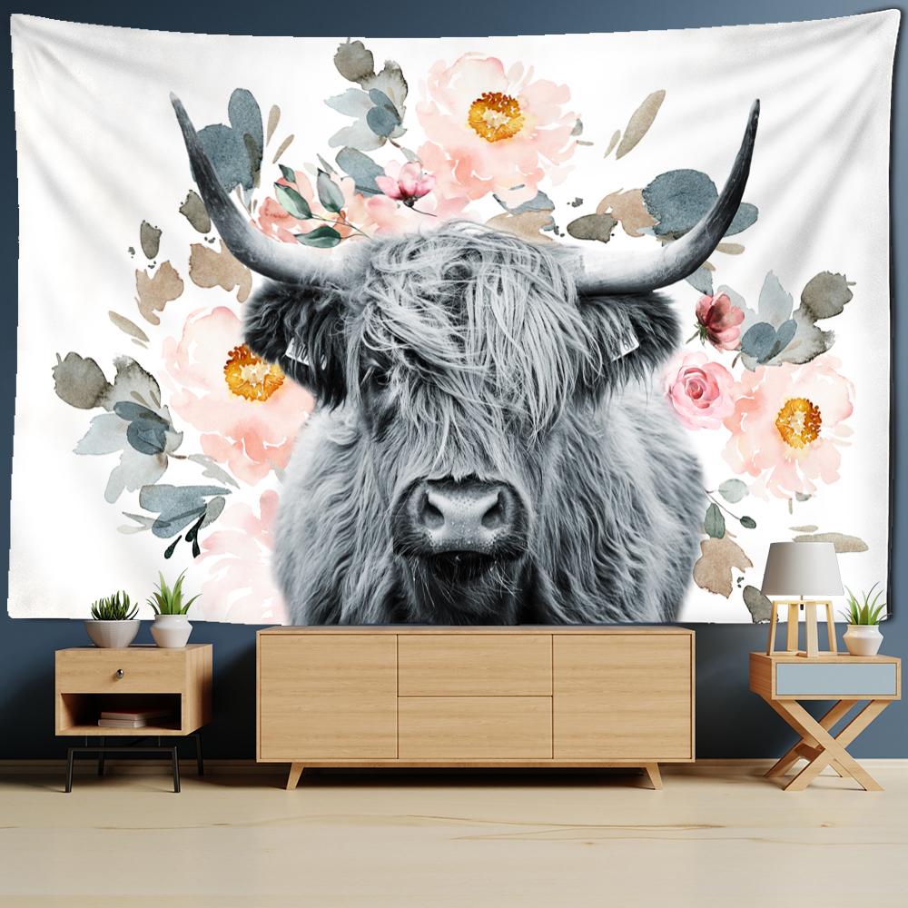 Retro Niutou Tapestry Wall Hanging Hippie Tapies Simple Witchcraft Mysterious Aesthetics Room Home Decor