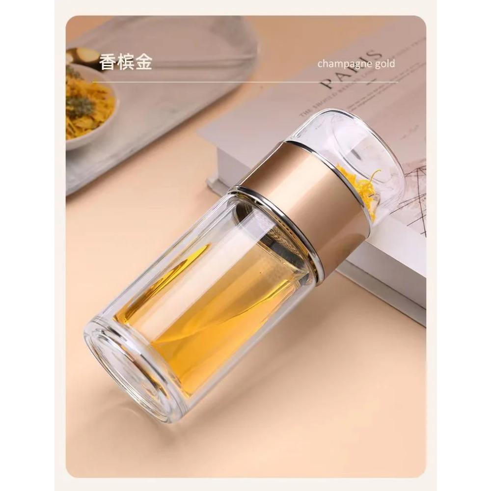 

Бутылка для чайной воды 500 мл, двухслойная чашка для чайной воды из боросиликатного стекла, стакан для заварки, посуда для напитков, бутылка для воды с чайным фильтром 500ml золотой