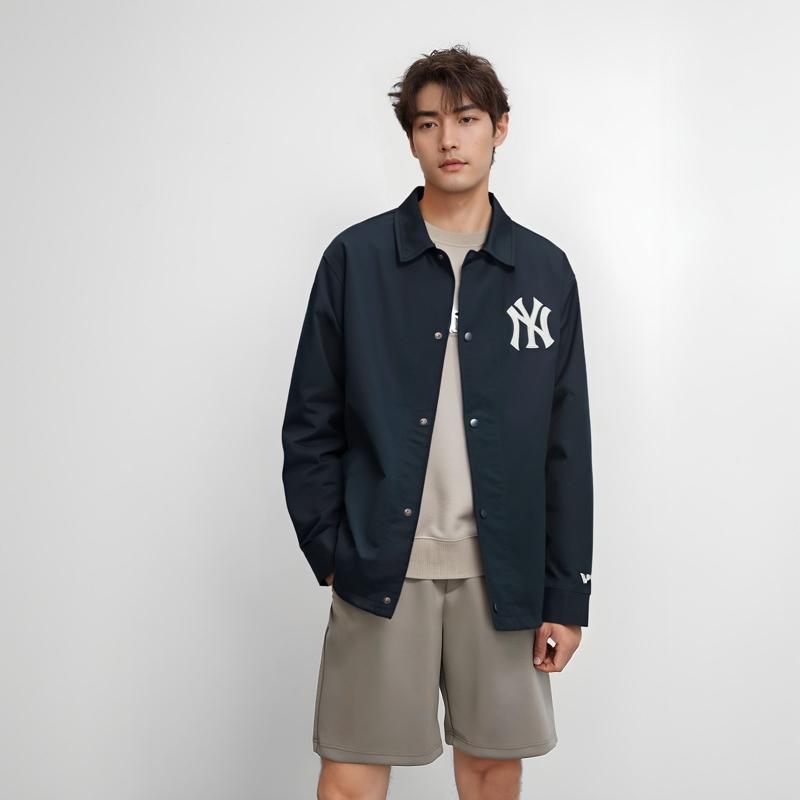 New Era Letter Print Polo Collar Long Sleeve Jacket Unisex jackets 14179175
