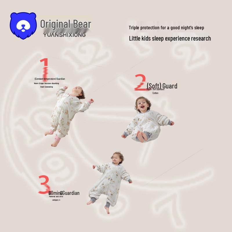 Xuanmu Baby Winter Quilted Sleeping Bag 220g - Ginger, Warm, and Footed for Infants and Toddlers.