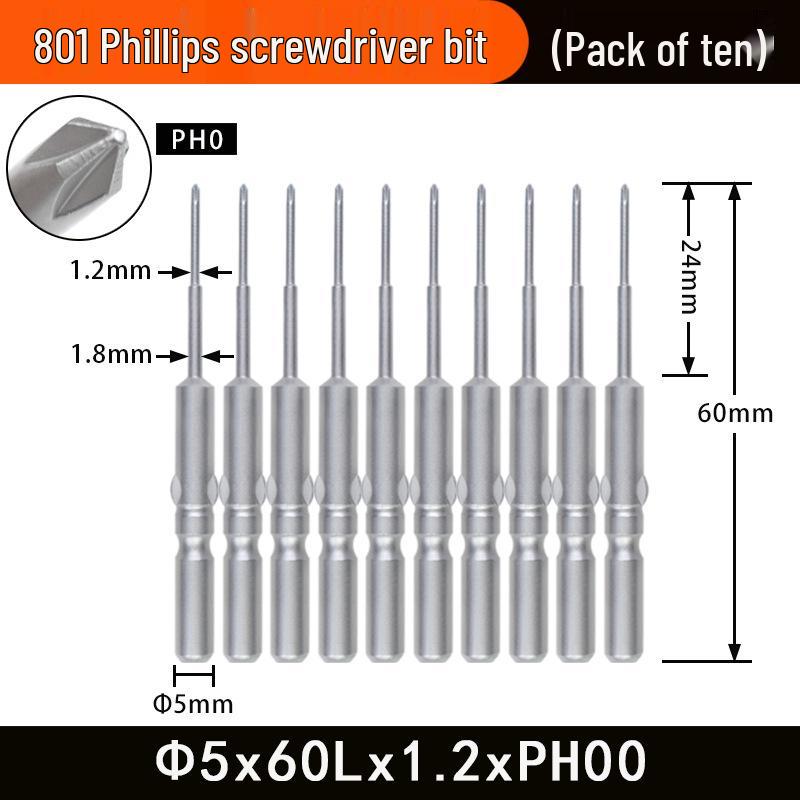 Nigao 801 Phillips Electric Screwdriver Bit, S2 Steel, Magnetic, 5mm Shank, 60mm/80mm Length