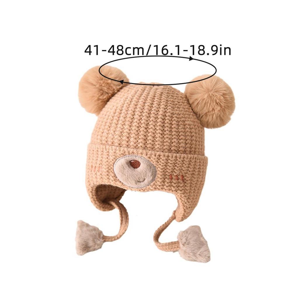 Chapeau d'hiver à rabats pour bébé, chaud, épais, tricoté, cache-oreilles pour enfants, garçon, fille, mignon, pompon, doublure en coton, bonnets