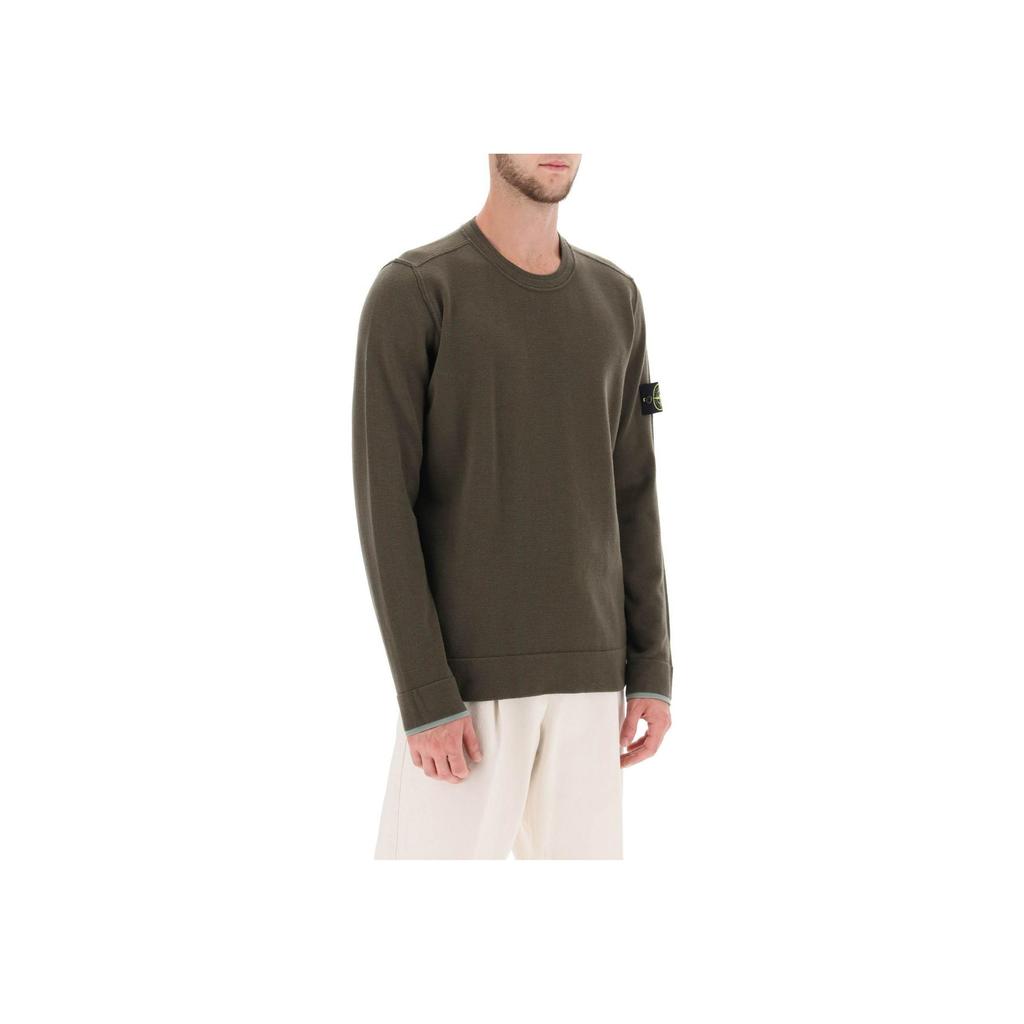 STONE ISLAND Crew Neck Solid Color Loose Fit Long Sleeve Sweatshirt Men Sweatshirt Brown 7915526A1-V0058