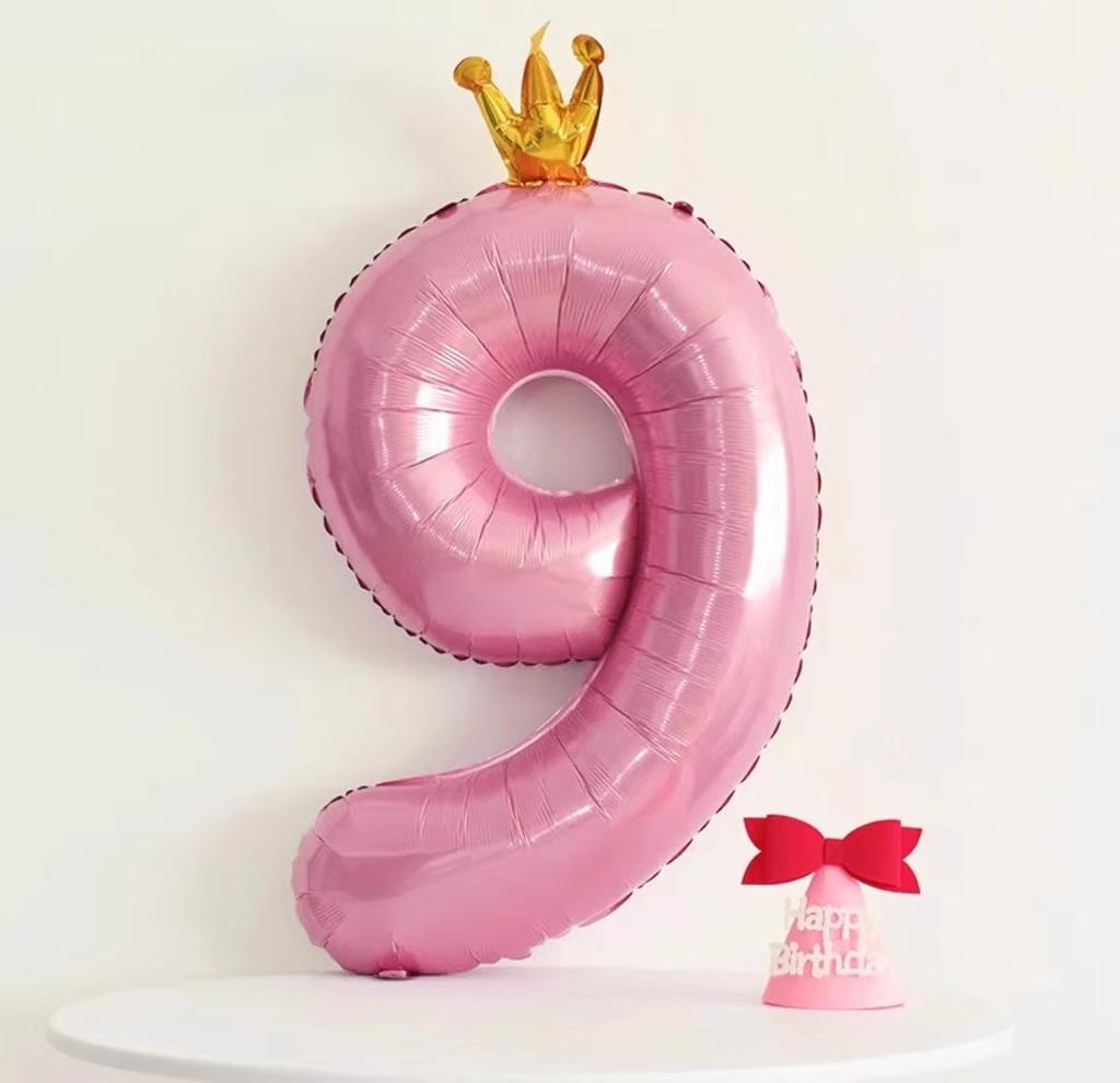 42 Inch Baby Pink And Blue Crown Digital Balloon Children'S Treasure First Birthday Party Scene Decoration Indoor And Outdoor Decoration