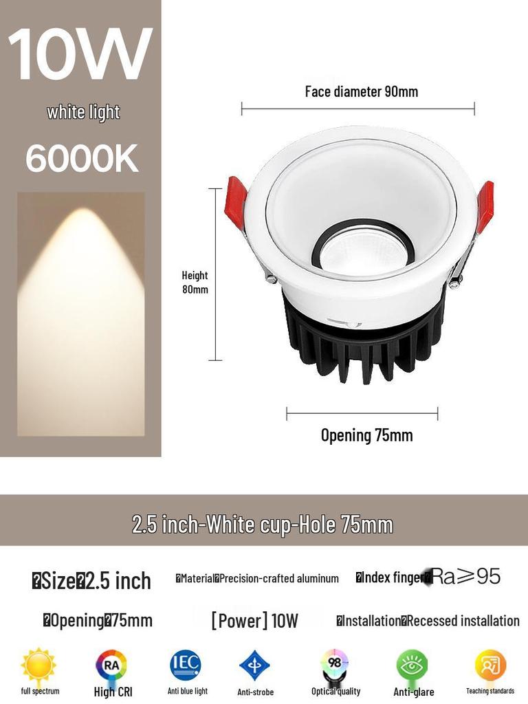 Kompakter blendfreier Einbaustrahler für die Decke: Vollspektrum-Wandfluter für das Wohnzimmer