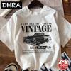 Vintage Car Print Unisexs Tshirts Unisex Street Breathable Cotton Graphic Short Sleeve Fashion Tops Loose Casual Style Unisex Clothes