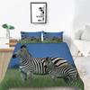 Zebra Duvet Cover Set King Queen Size Polyester Comforter Cover Black And White Stripe Wild Animals For Kids Teens Bedding Set