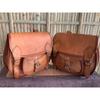 Large Motorcycle Pair Goat Leather Saddle Bags Luggage 2 Brown Bag