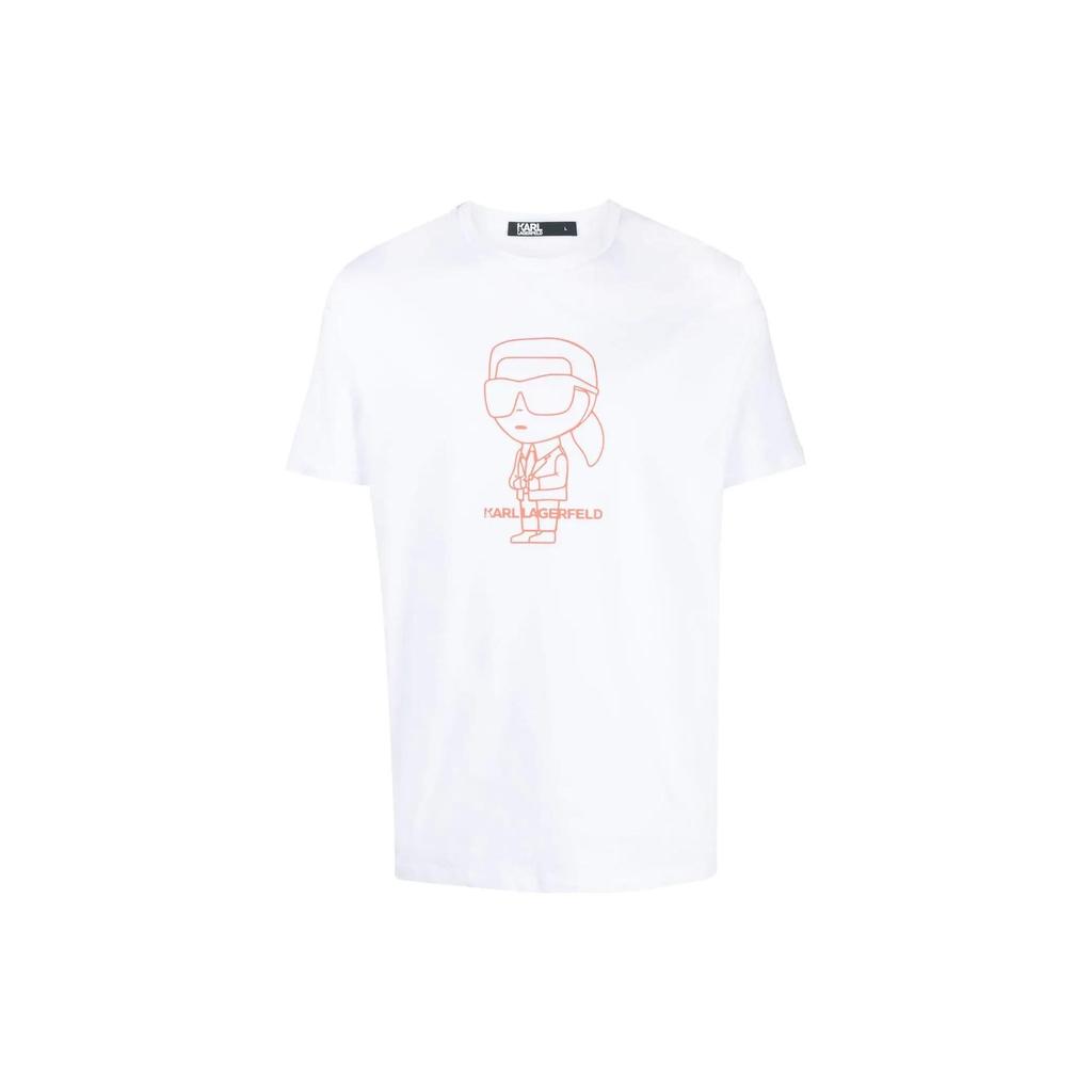 Karl Lagerfeld Logo Pattern Solid Color Short Sleeve T-Shirt Men Tops White 75540353122110