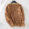 Autumn Winter Vintage Loose Long Sleeve Top Print Cardigan Knitwear O-Neck Sweater
