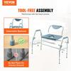 Commode Chair, Bedside Commode with Drop-Down Arms and Detachable Backrest, 5-Level Adjustable Height, 7L Removable Bucket, Easy to Assemble, 1000LBS