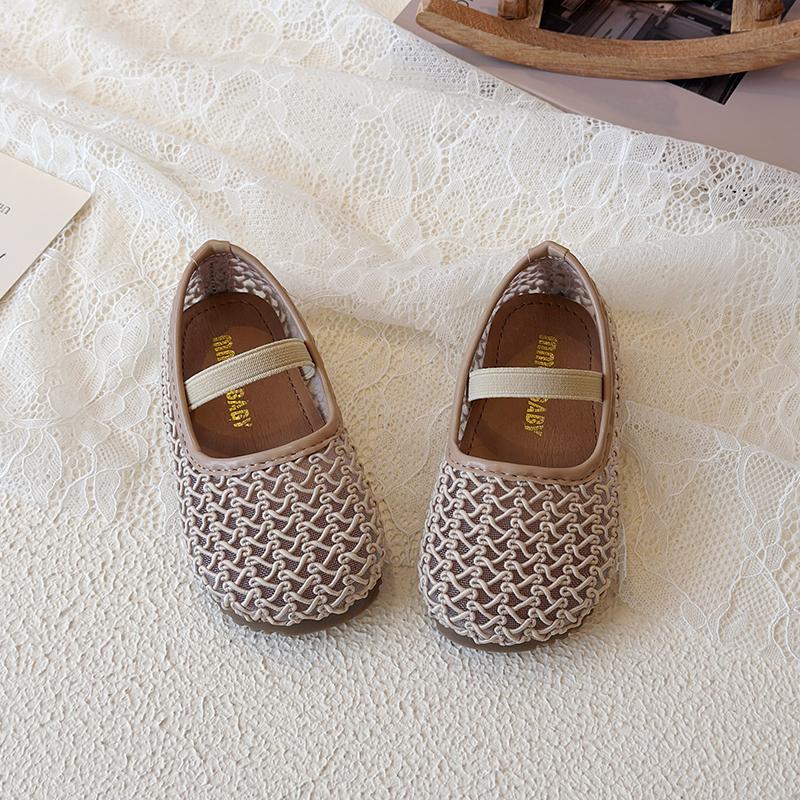 Spring Girl's Casual Shoes Elastic Band Mesh Breathable Chic Kid's Flat Shoe Solid Colors Comfy Daily Holiday Children Shoe 4-6Y