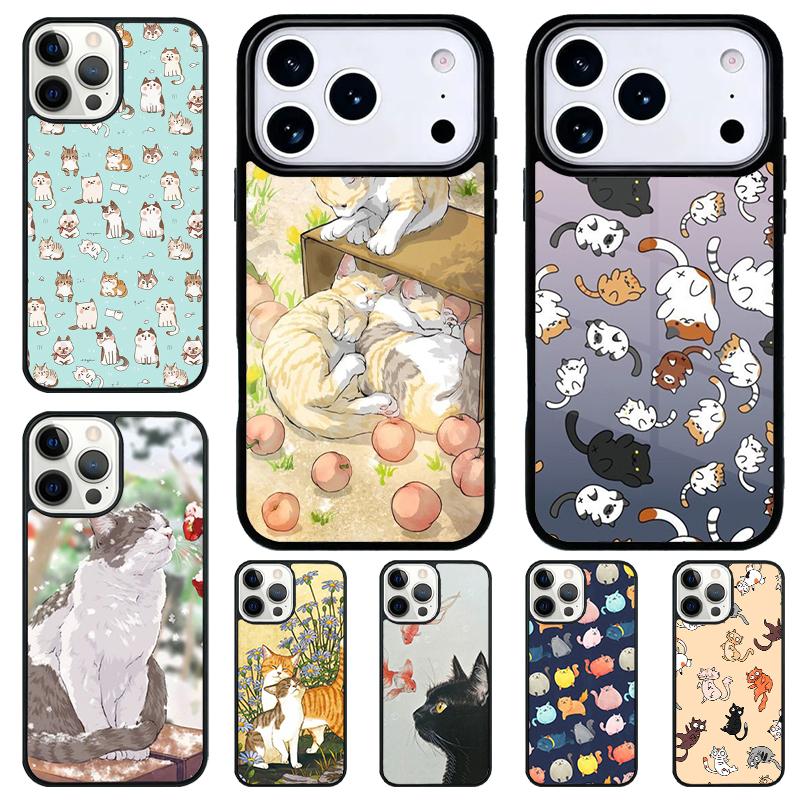 Funny Cartoon Cat Soft Phone Case for iPhone 17 Air 16 15 11 12 14 13 Pro Max Shockproof Cover