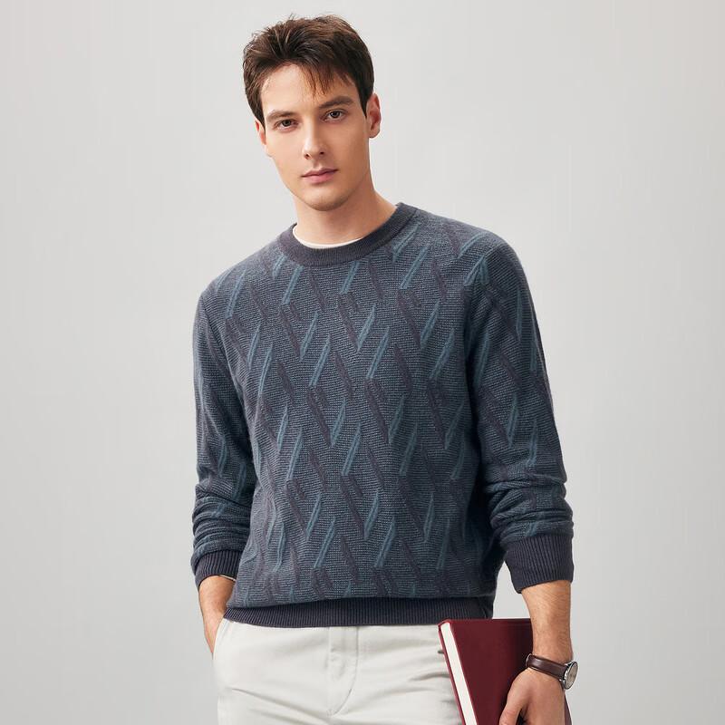 Kemengboka Men's 100% Cashmere Jacquard Knit Pullover