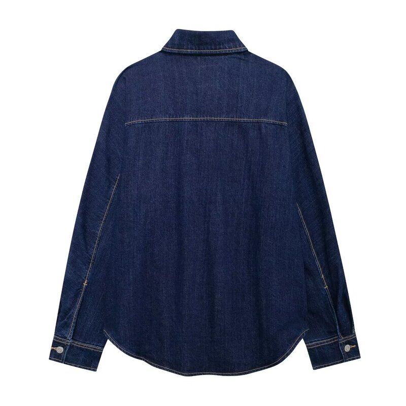 Fashion Style 2024 Autumn New Women's Clothing Easiest for Match Cotton Leisure Denim Long Sleeve Shirt Coat 0250270