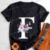 Letter B Floral T Shirts Women English Alphabet Birthday Gift Women 26 Initials Flower Classic Tops Tees Alphabet Floral Tshirt