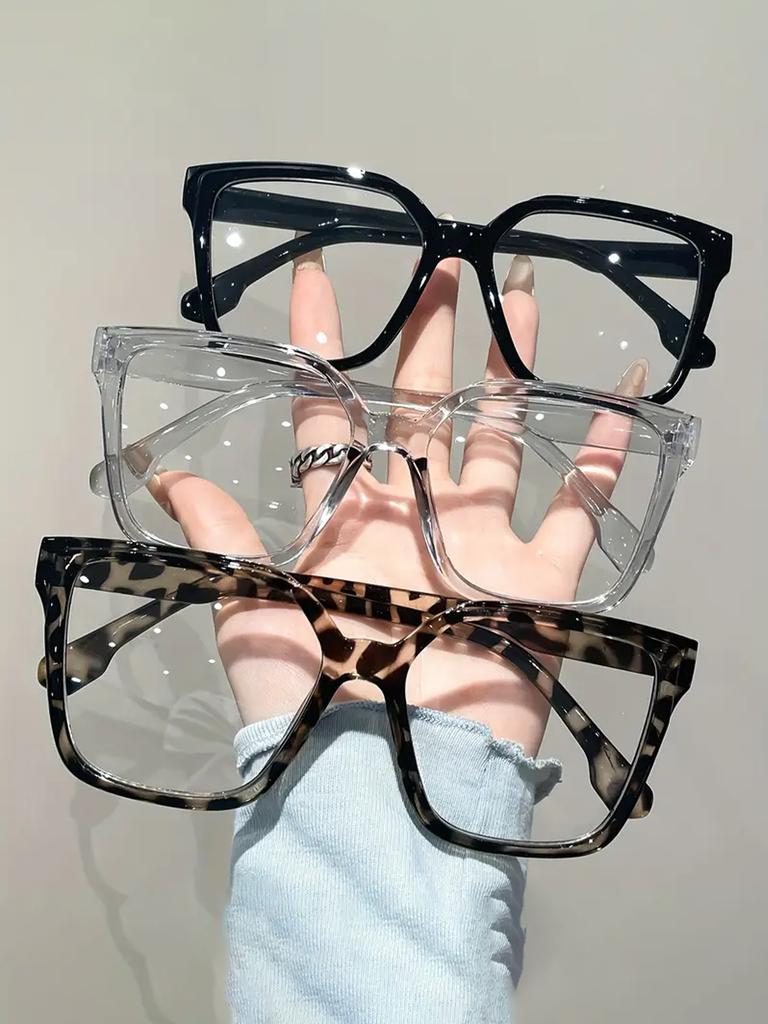1Pc/2Pcs/3Pcs/4Pcs Elegant, Simple and Stylish Geometric Glasses with Transparent Lenses, Suitable for Daily Office Reading